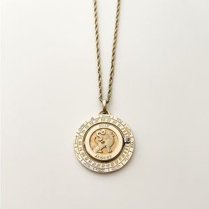 Pierre Cardin Vintage 1979 Leo Zodiac Necklace with Genuine Diamond Chip
